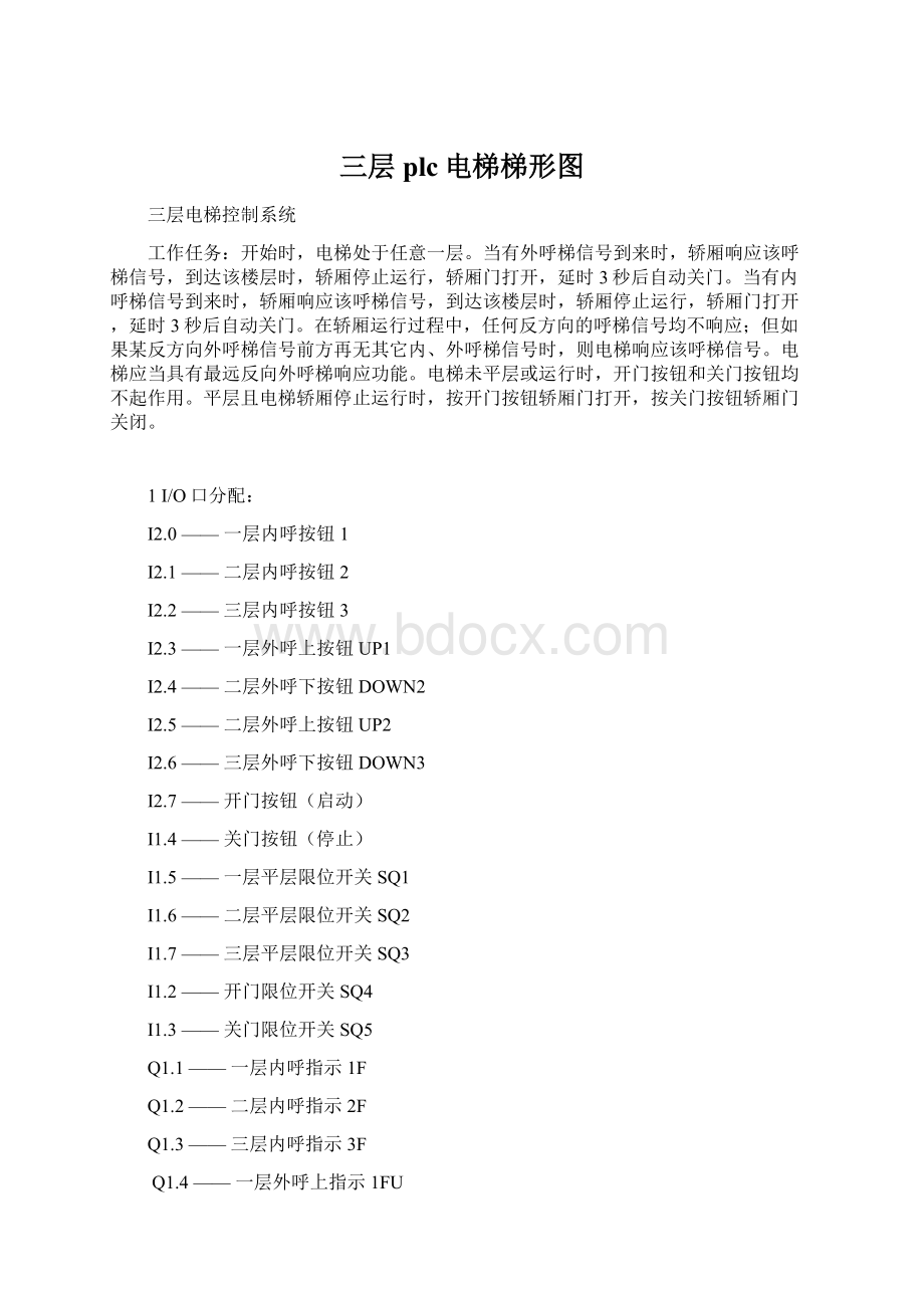 三层plc电梯梯形图Word文档下载推荐.docx_第1页