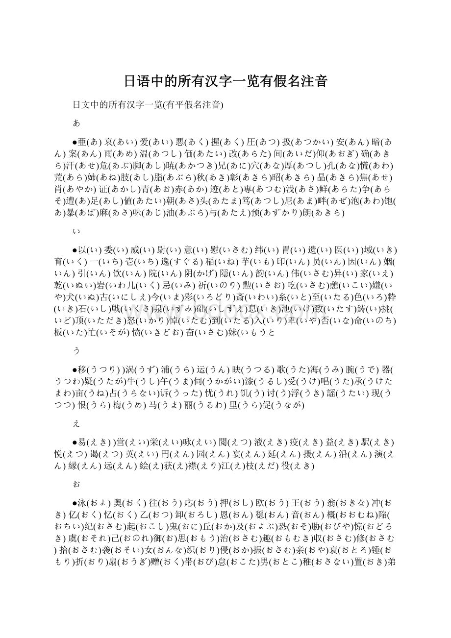 日语中的所有汉字一览有假名注音.docx_第1页