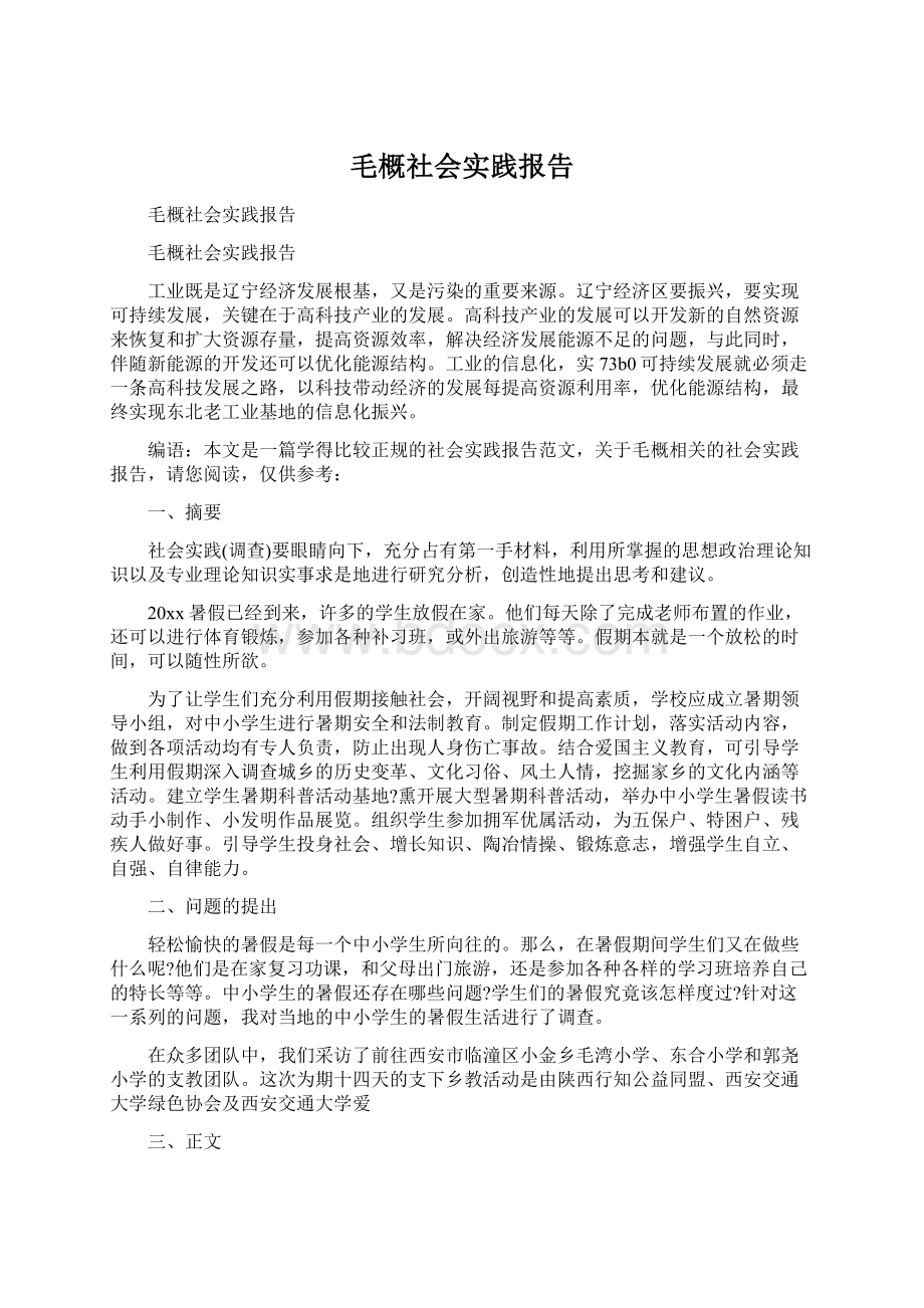 毛概社会实践报告.docx