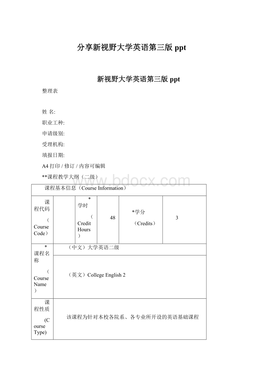 分享新视野大学英语第三版ppt.docx_第1页