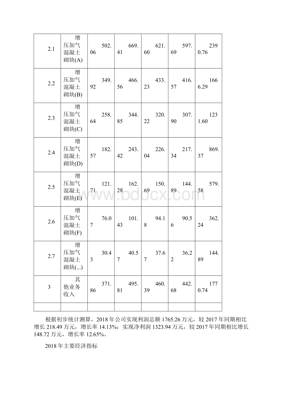 增压加气混凝土砌块项目年度预算报告Word文档下载推荐.docx_第2页