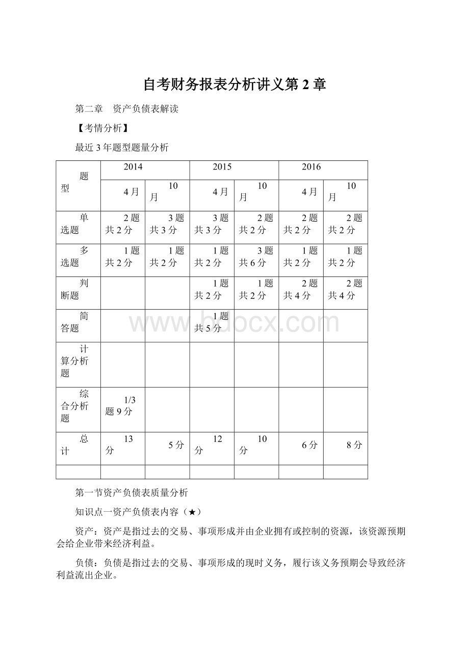 自考财务报表分析讲义第2章.docx