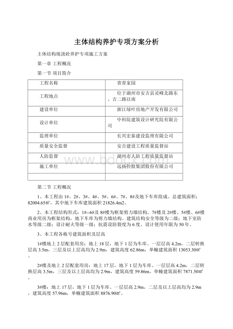 主体结构养护专项方案分析Word文件下载.docx