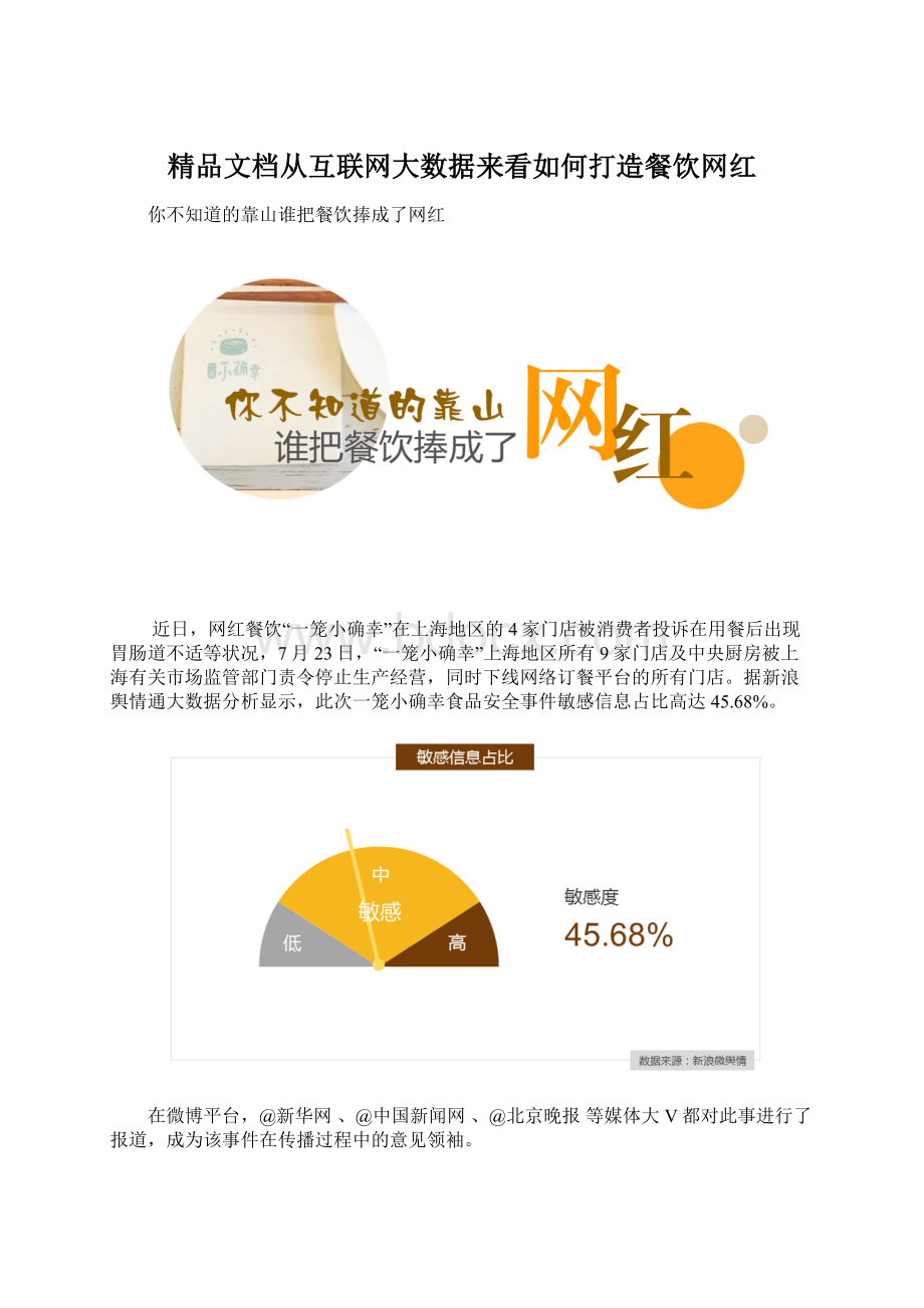 精品文档从互联网大数据来看如何打造餐饮网红Word文档下载推荐.docx