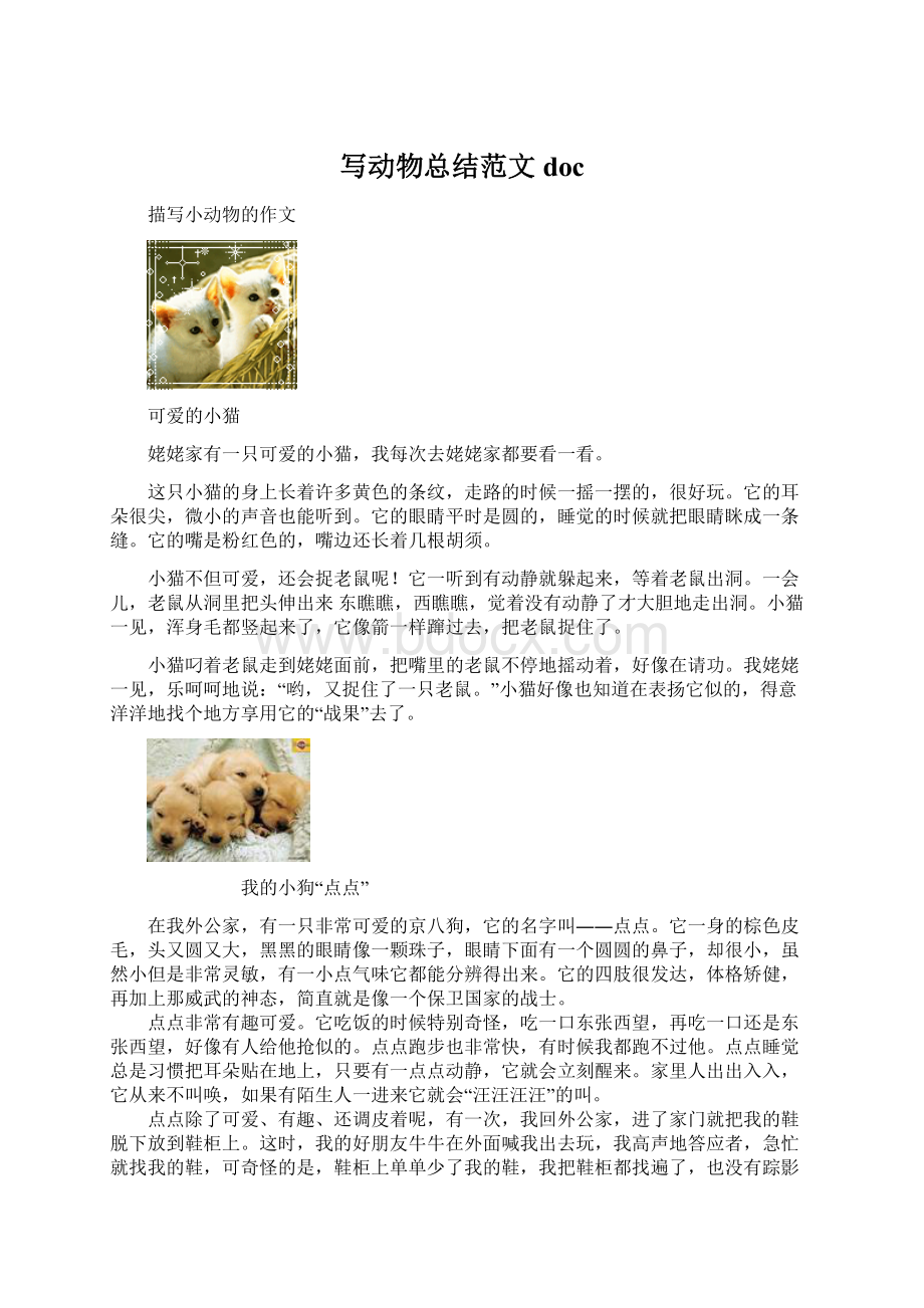 写动物总结范文doc文档格式.docx_第1页