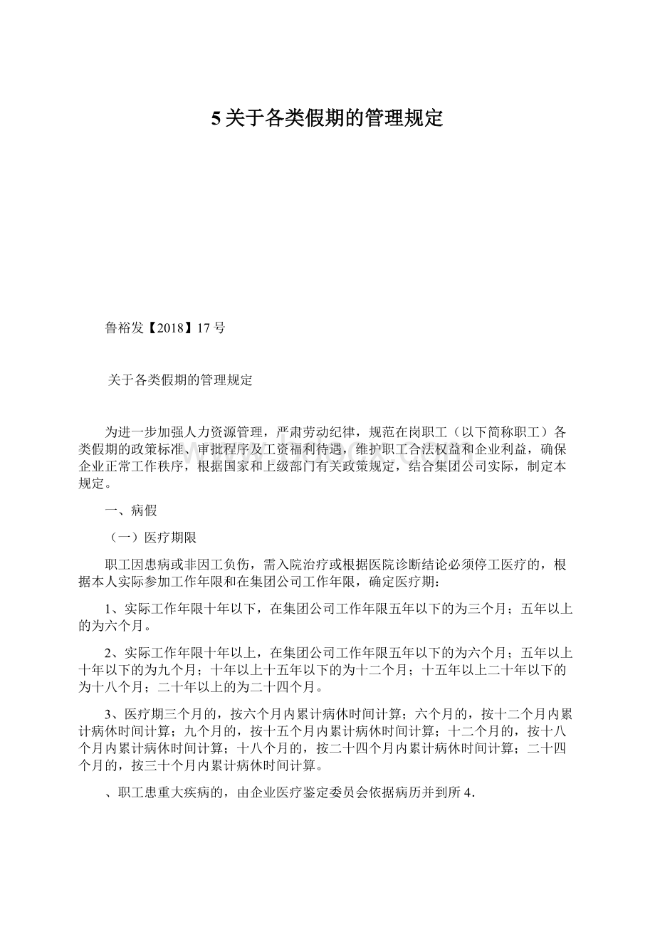 5关于各类假期的管理规定文档格式.docx