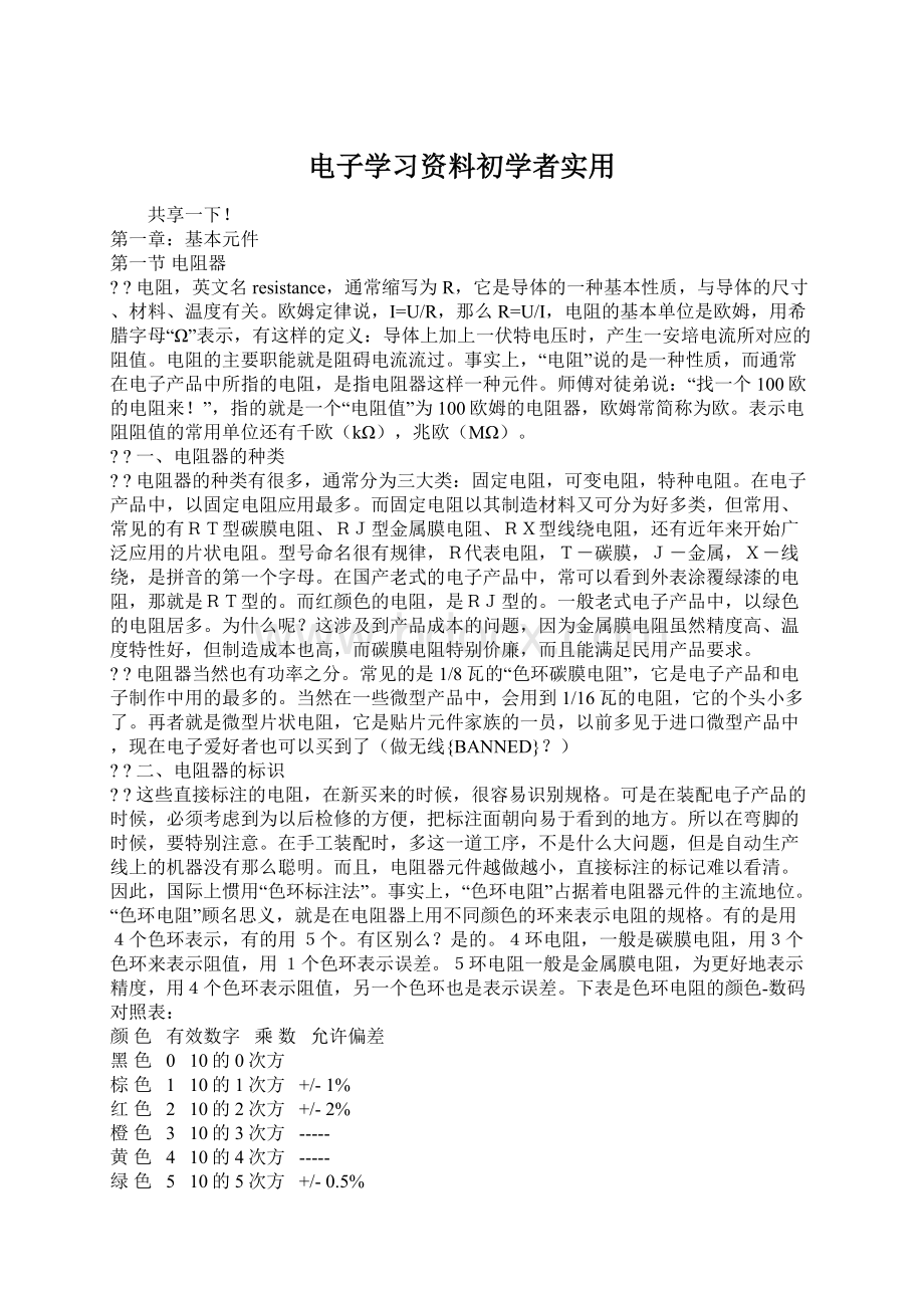 电子学习资料初学者实用文档格式.docx_第1页