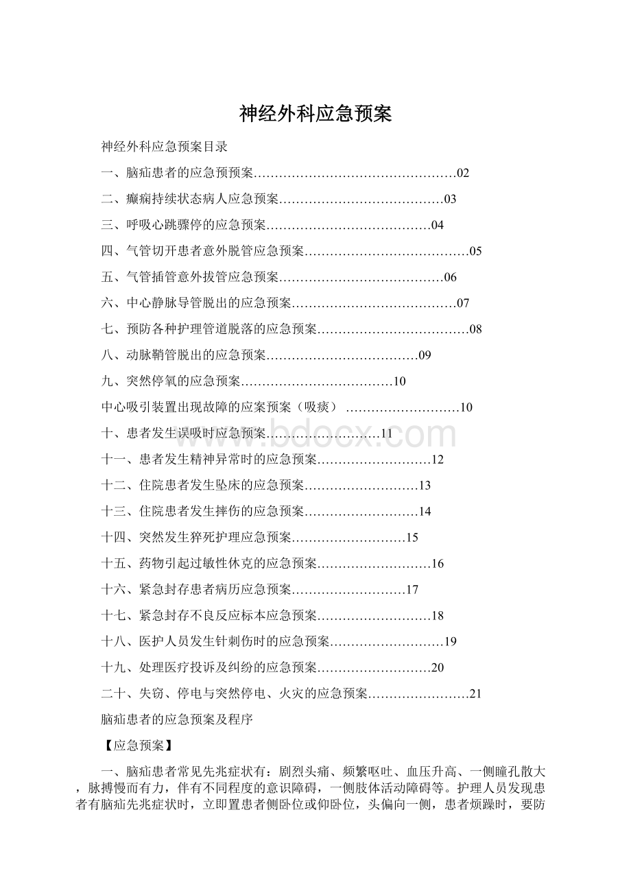 神经外科应急预案Word文件下载.docx