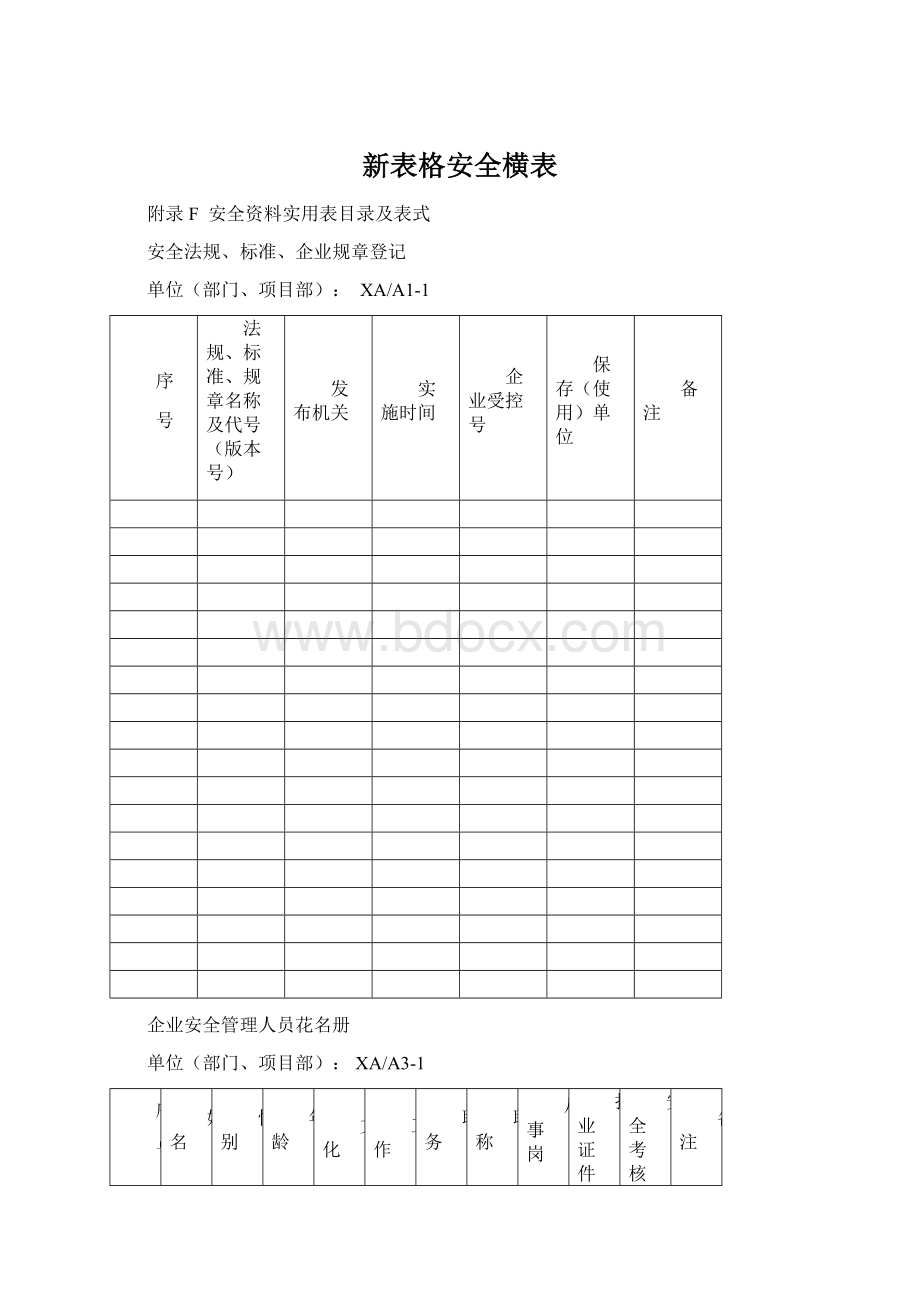 新表格安全横表Word文档格式.docx