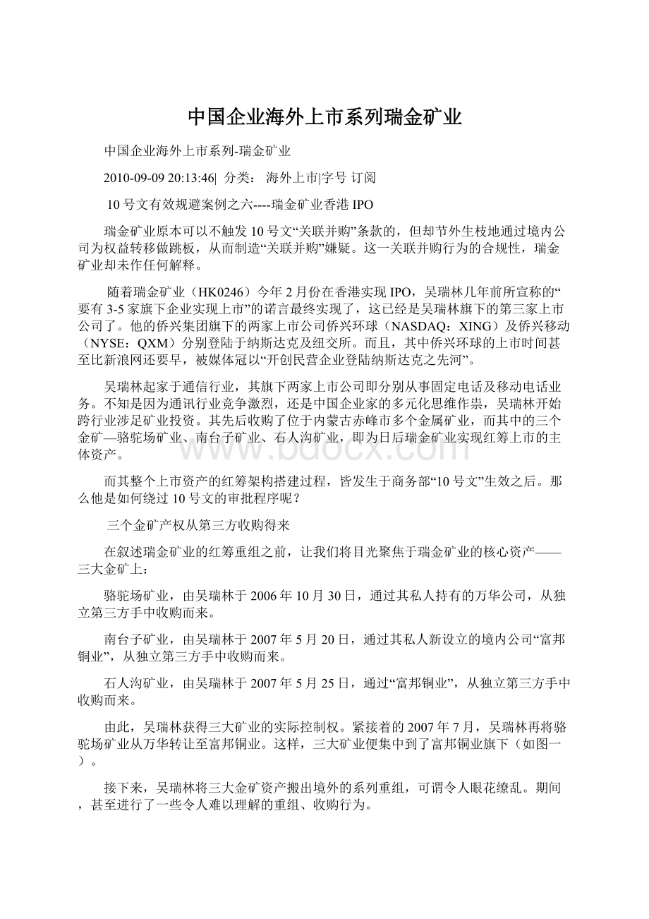 中国企业海外上市系列瑞金矿业.docx