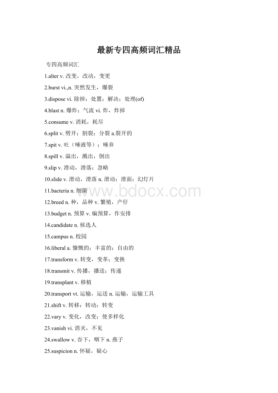 最新专四高频词汇精品.docx_第1页