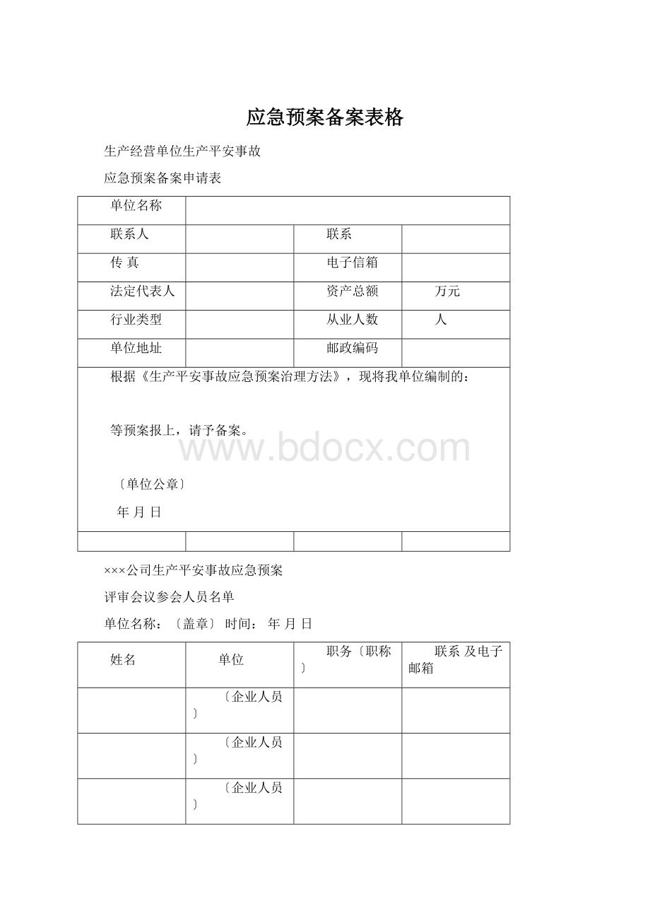 应急预案备案表格.docx