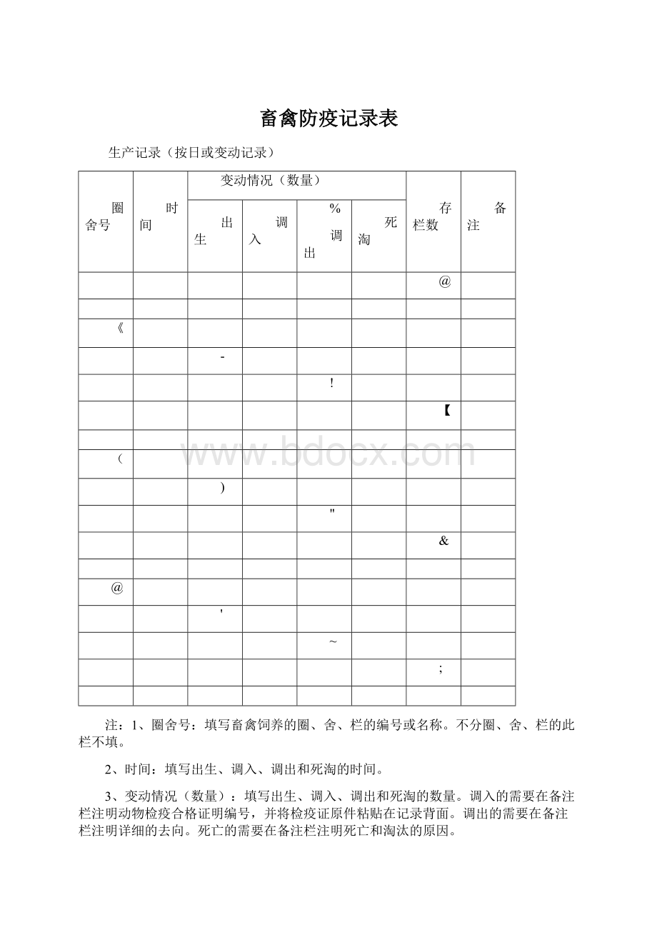 畜禽防疫记录表Word格式.docx