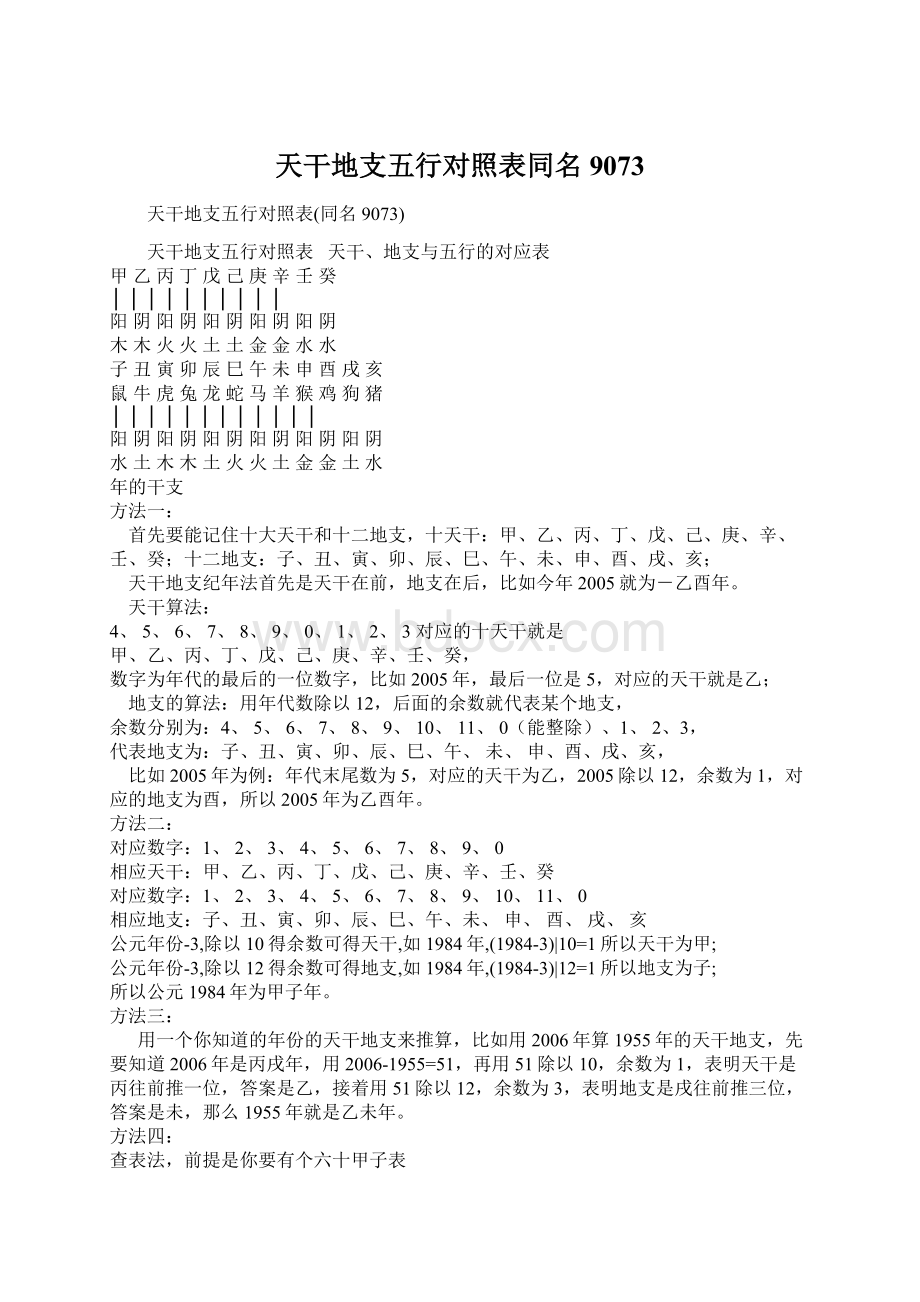 天干地支五行对照表同名9073.docx