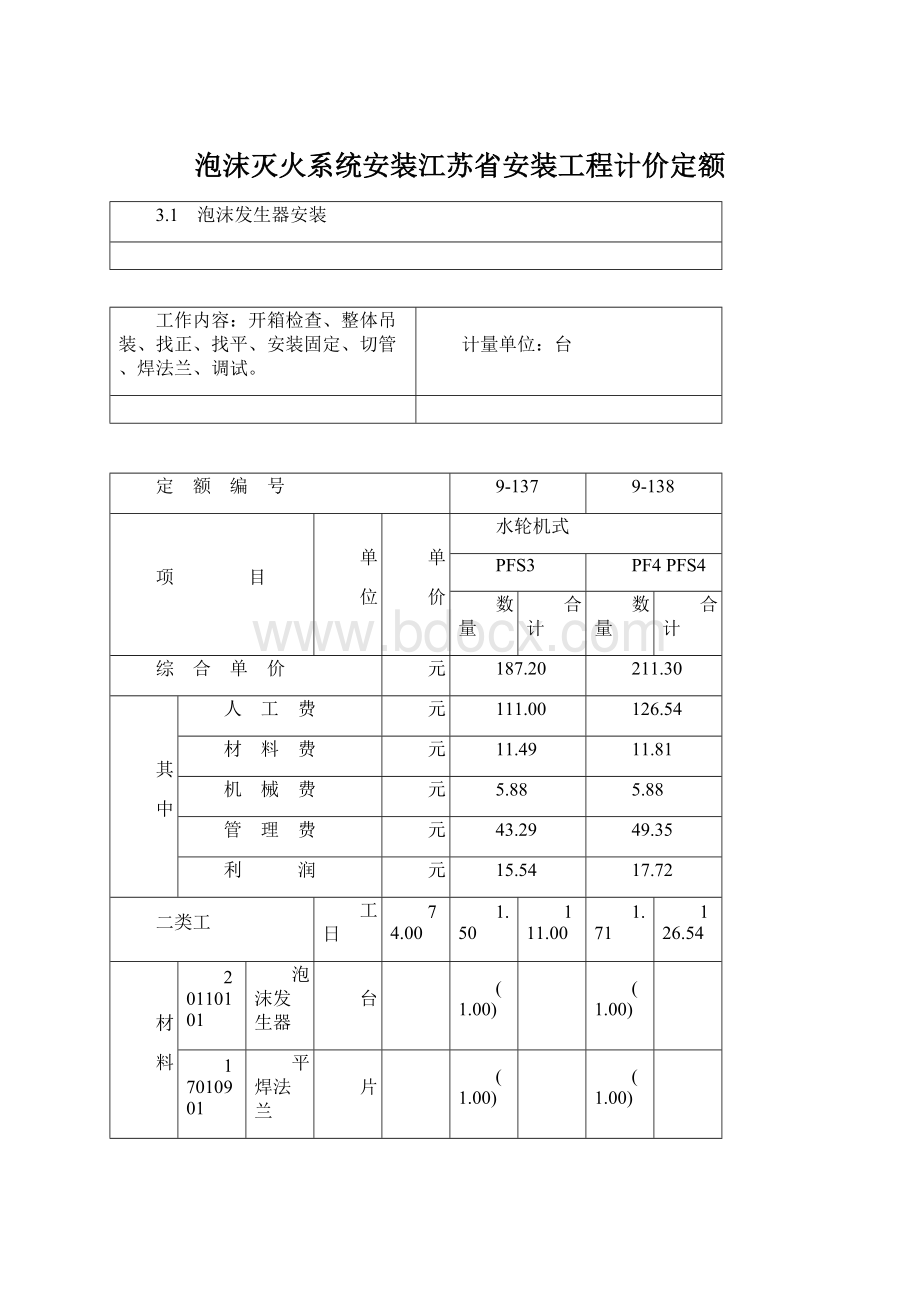 泡沫灭火系统安装江苏省安装工程计价定额.docx