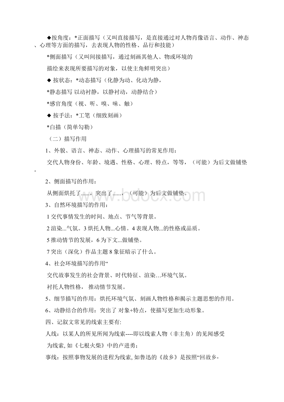 记叙文知识要点梳理和答题技巧 完整版Word格式文档下载.docx_第2页