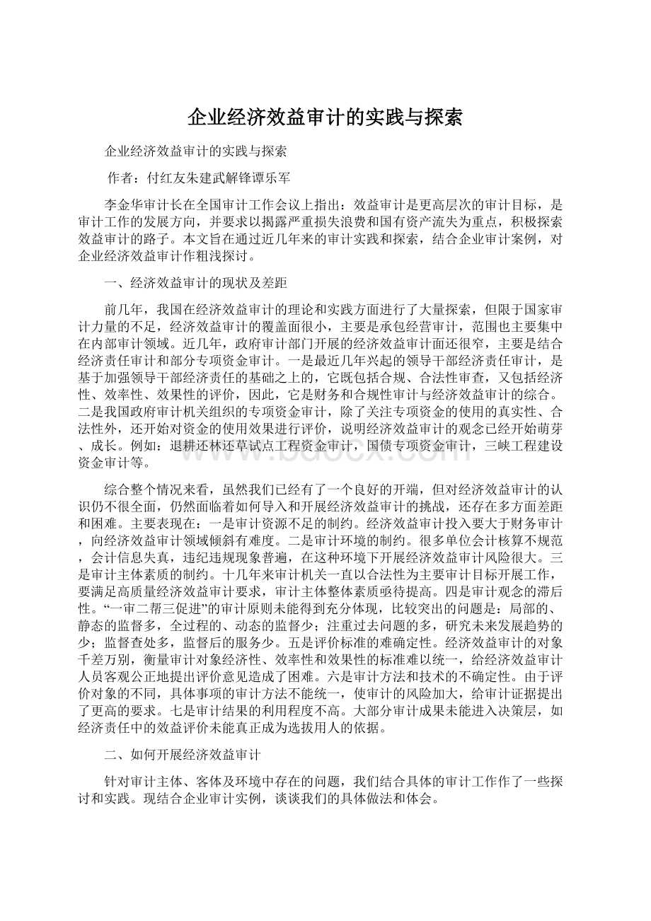 企业经济效益审计的实践与探索.docx