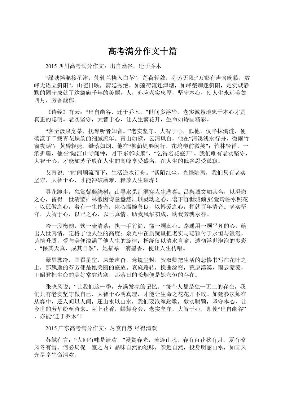 高考满分作文十篇.docx