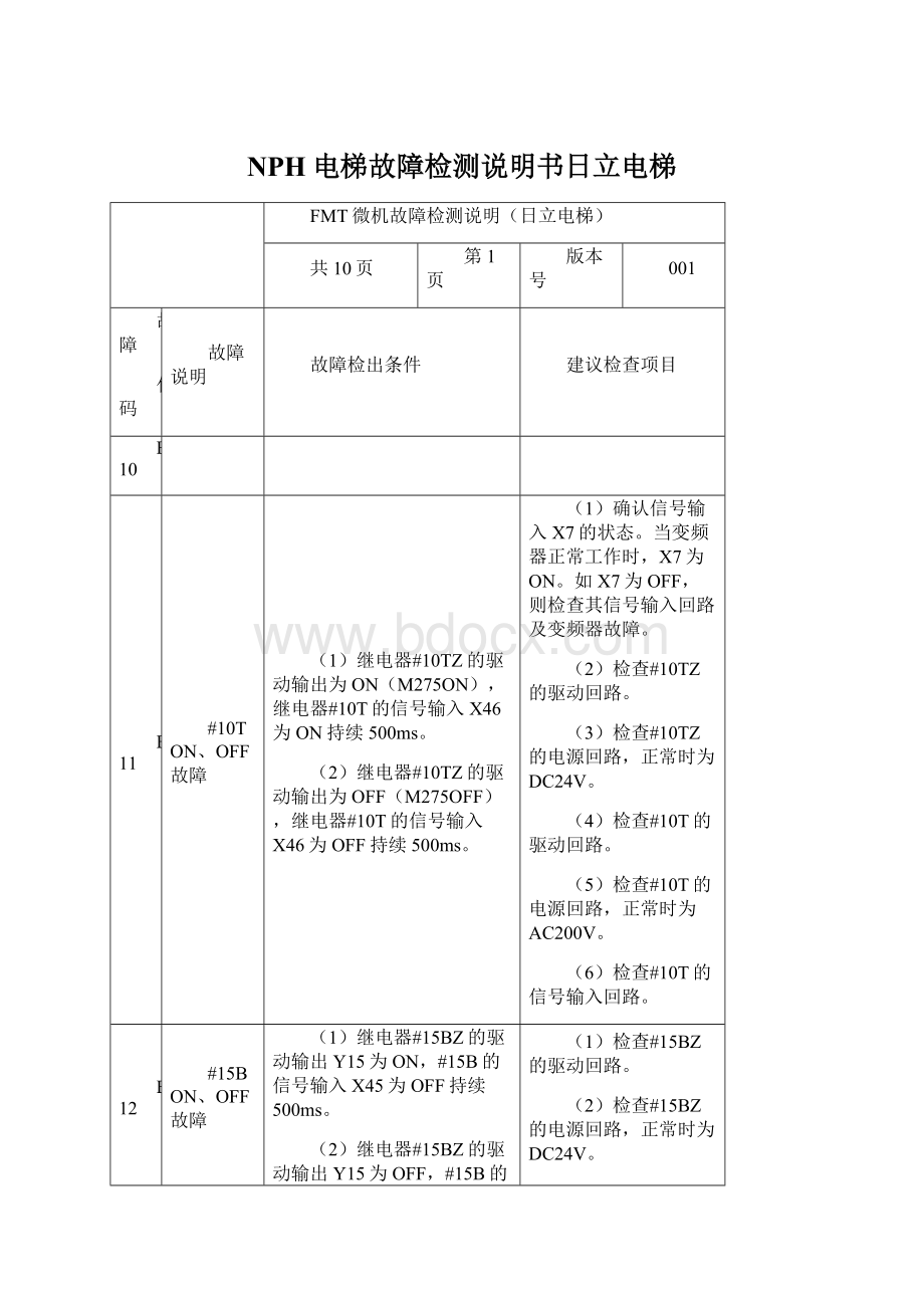 NPH电梯故障检测说明书日立电梯.docx_第1页