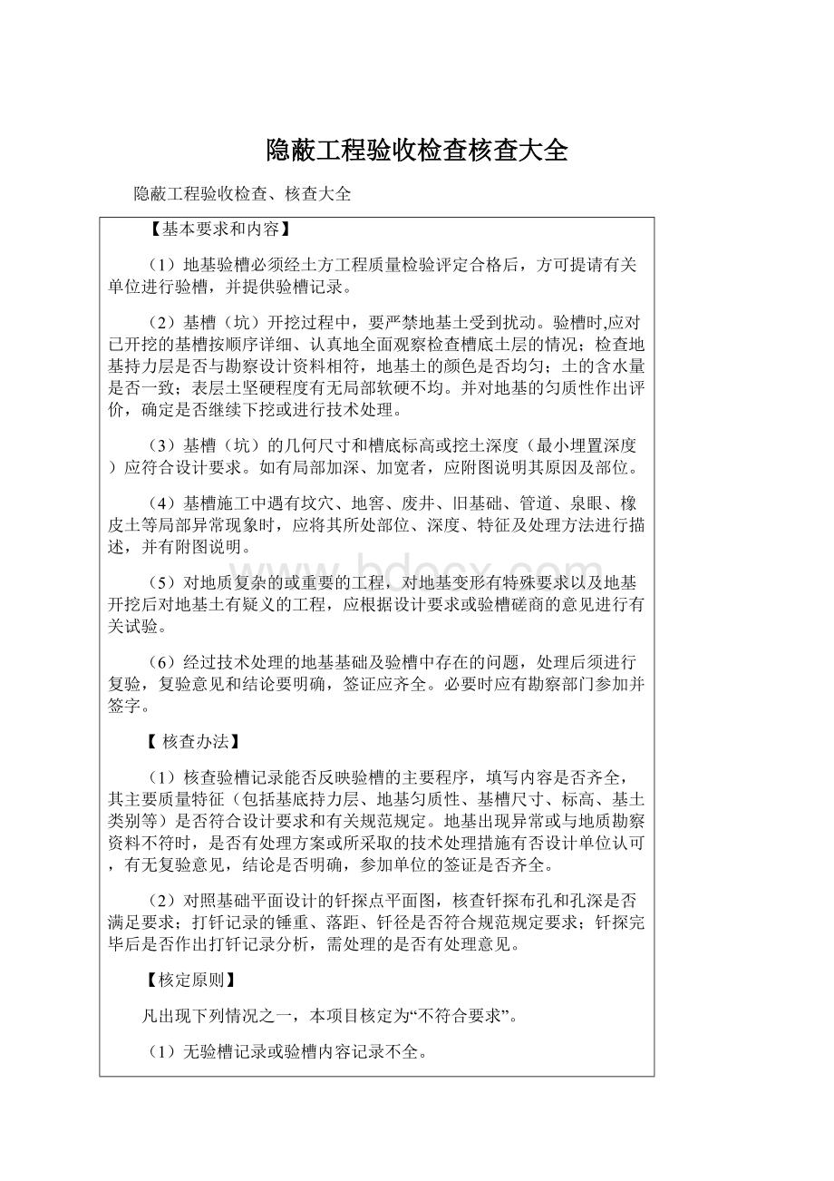 隐蔽工程验收检查核查大全Word文件下载.docx