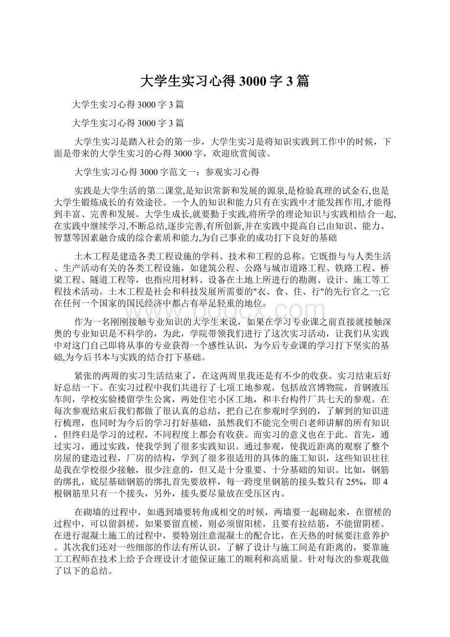 大学生实习心得3000字3篇.docx