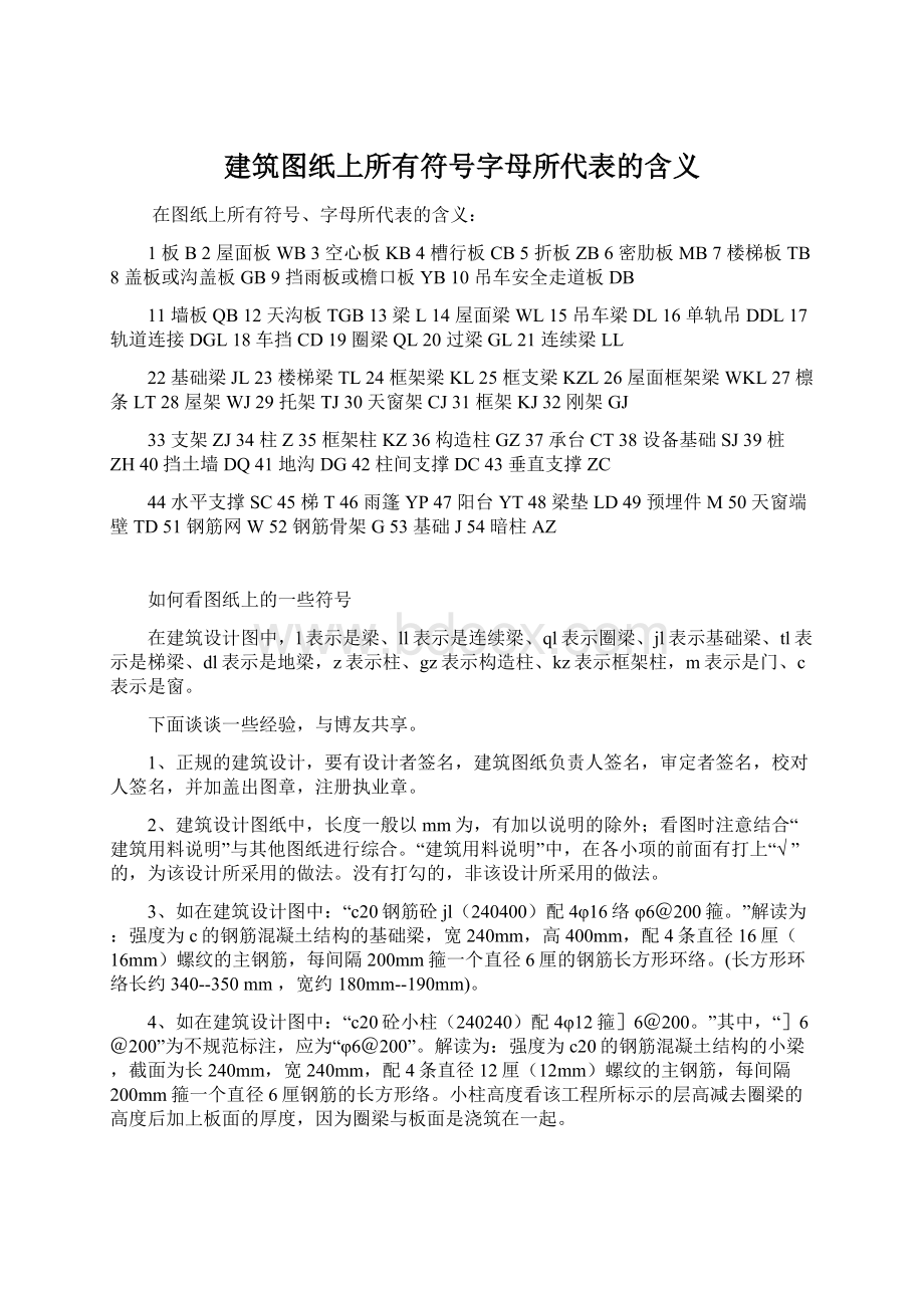 建筑图纸上所有符号字母所代表的含义Word文档格式.docx