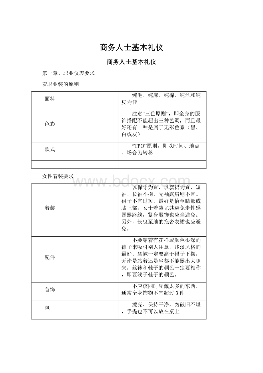 商务人士基本礼仪Word格式文档下载.docx