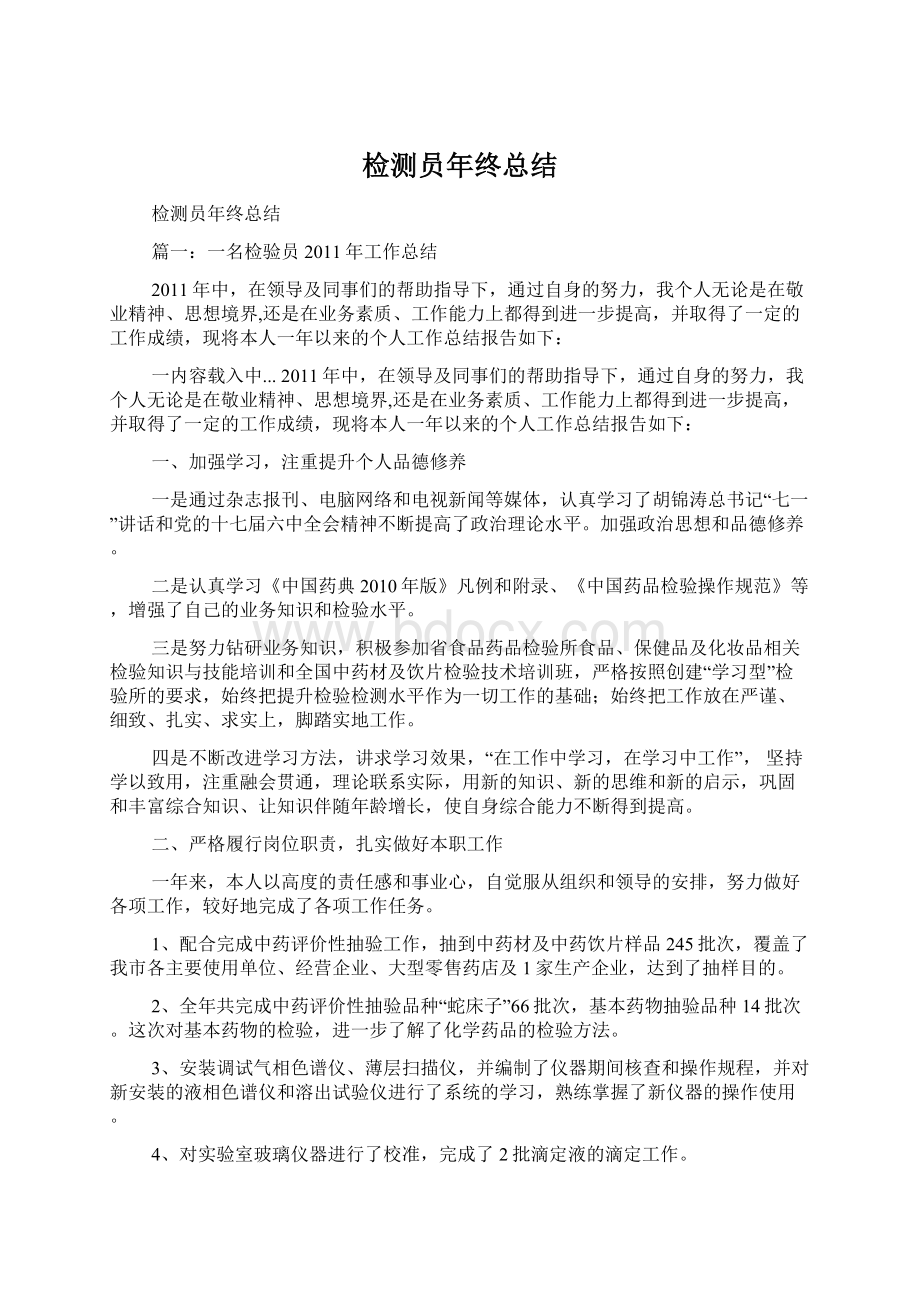 检测员年终总结Word下载.docx