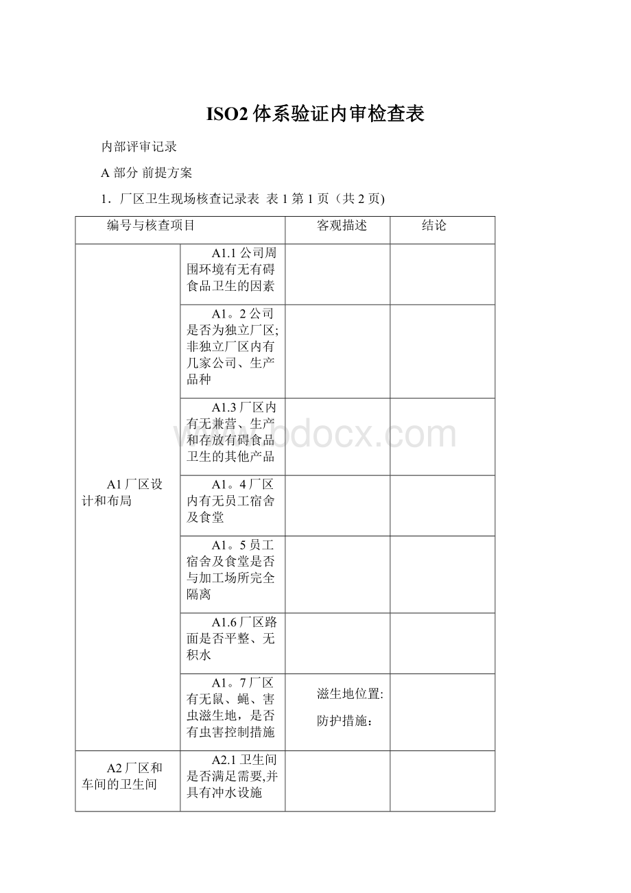 ISO2体系验证内审检查表.docx