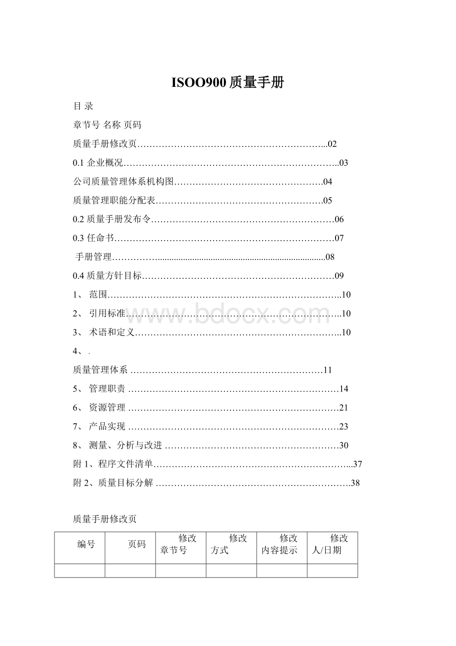 ISOO900质量手册.docx