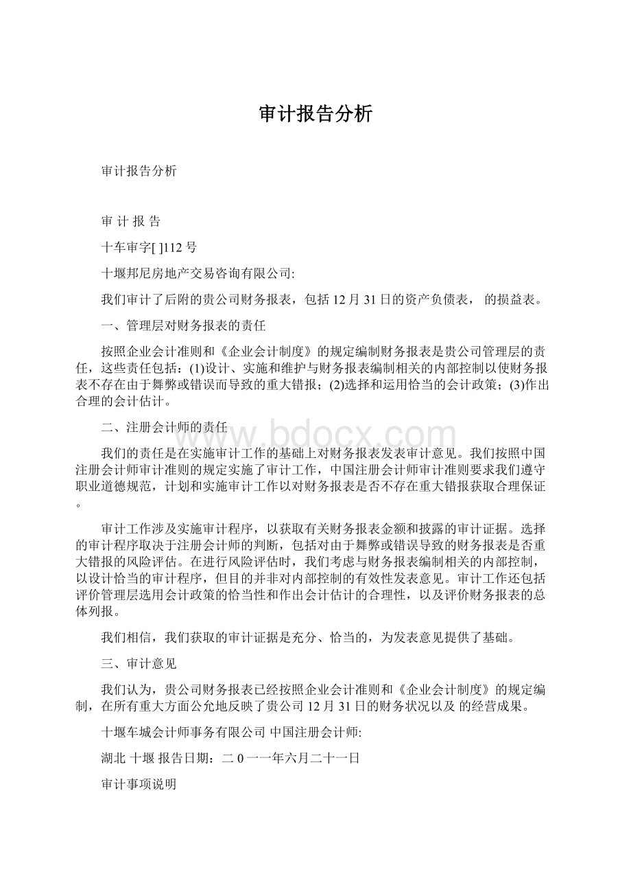 审计报告分析Word下载.docx