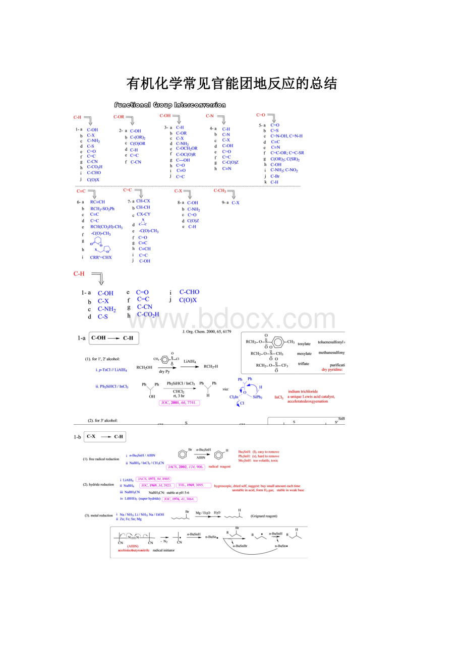 有机化学常见官能团地反应的总结.docx_第1页