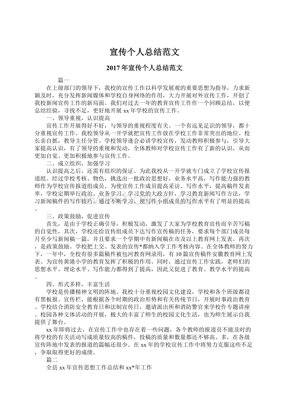 宣传个人总结范文Word文档下载推荐.docx_第1页