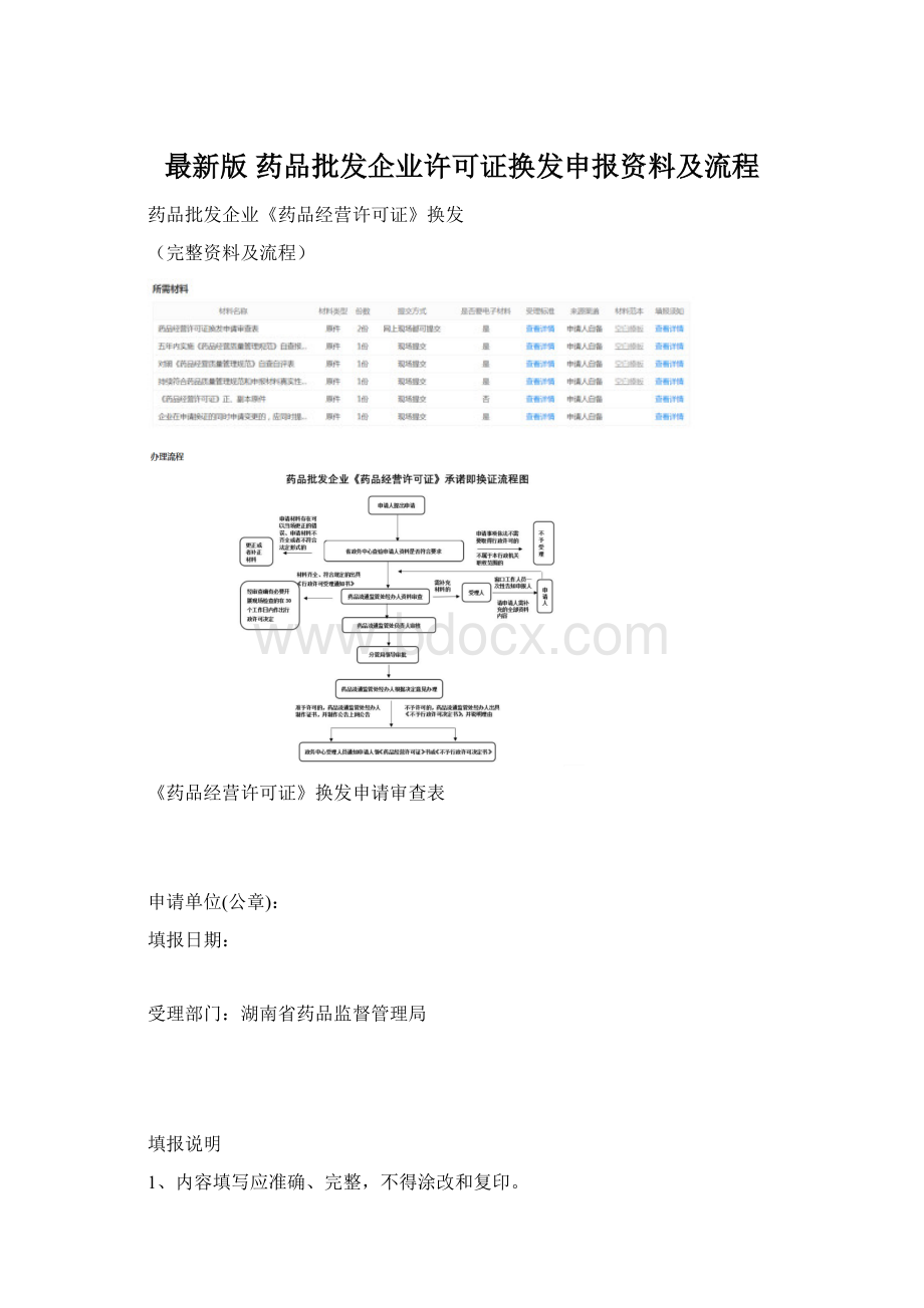 最新版 药品批发企业许可证换发申报资料及流程Word文档下载推荐.docx_第1页