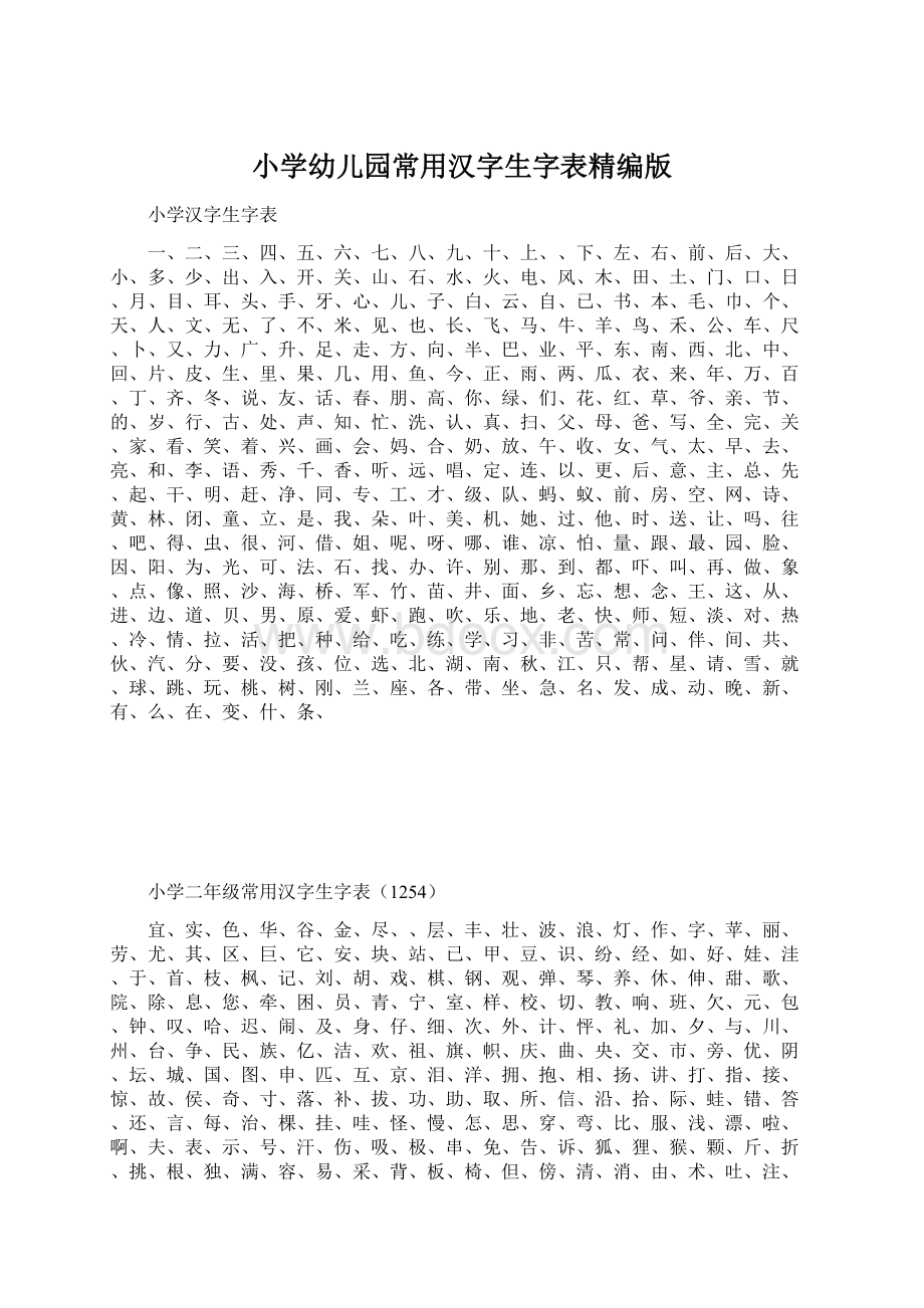 小学幼儿园常用汉字生字表精编版.docx_第1页