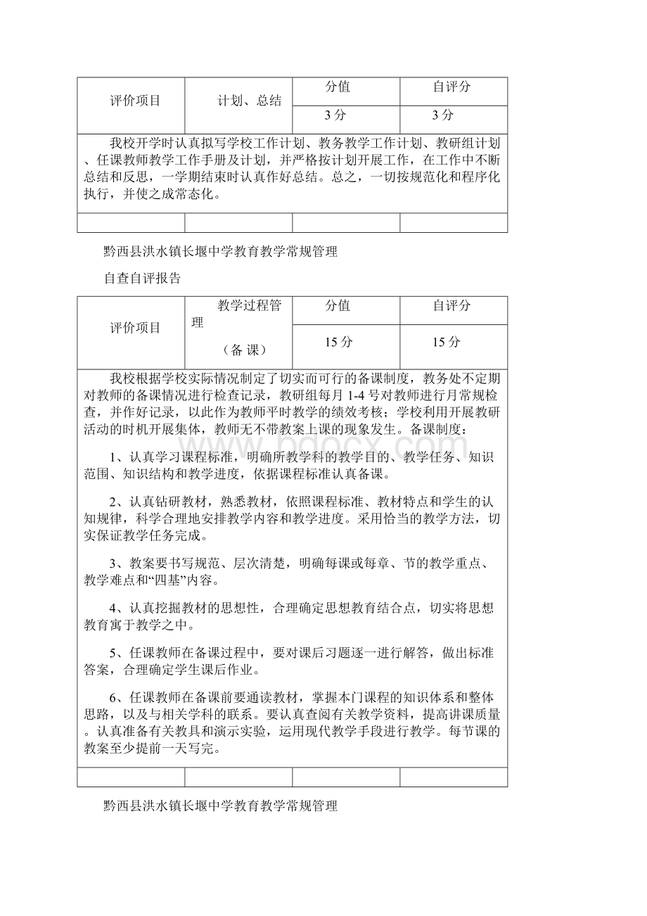 长堰中学教学常规管理自查自评报告.docx_第3页