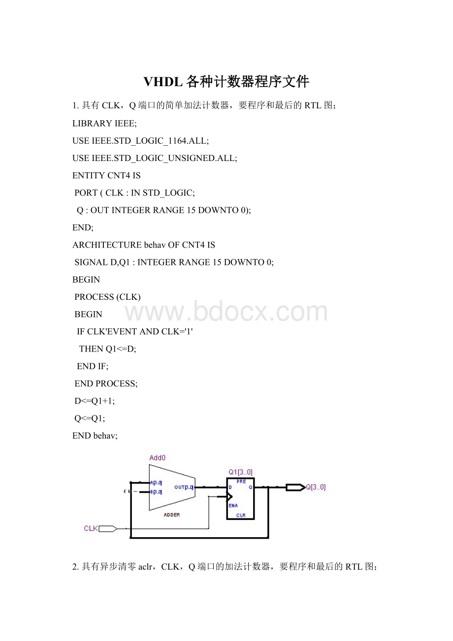 VHDL各种计数器程序文件Word文档下载推荐.docx_第1页