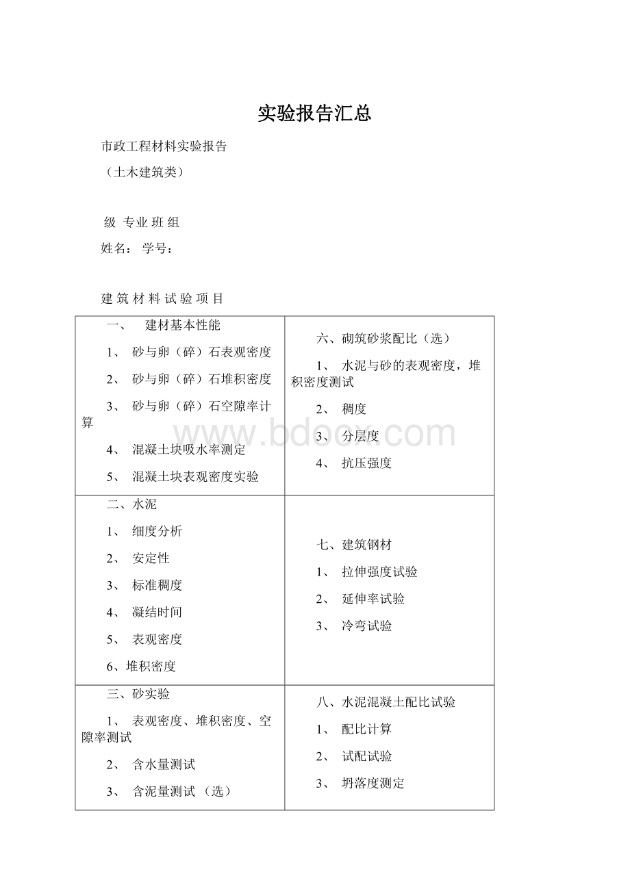 实验报告汇总Word格式文档下载.docx