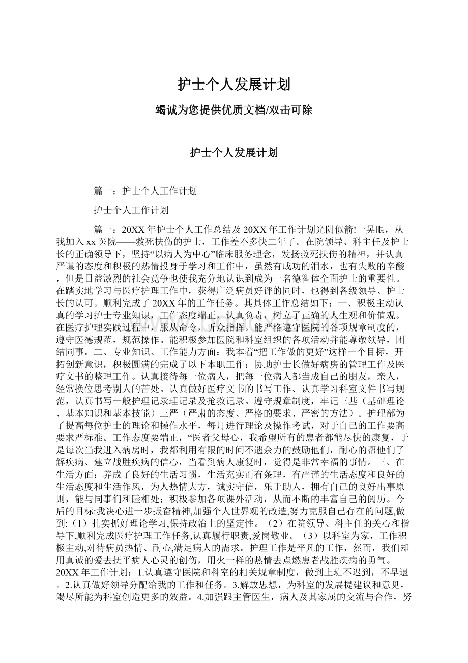 护士个人发展计划Word格式文档下载.docx