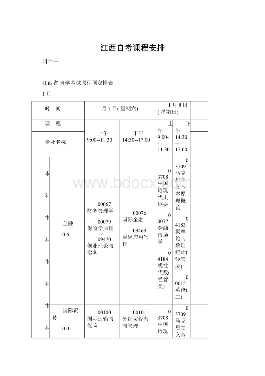 江西自考课程安排Word文档下载推荐.docx