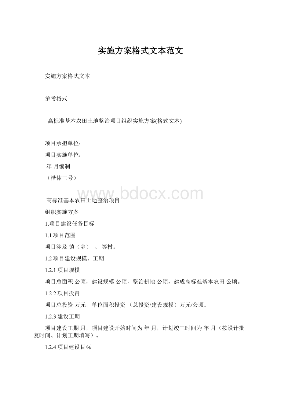 实施方案格式文本范文文档格式.docx_第1页