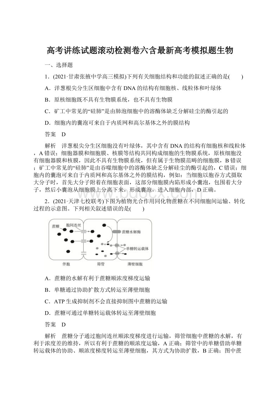 高考讲练试题滚动检测卷六含最新高考模拟题生物.docx_第1页