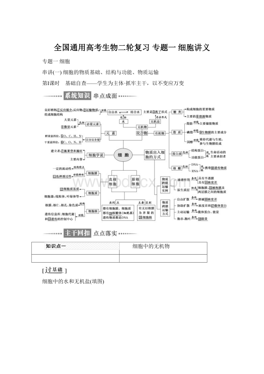 全国通用高考生物二轮复习 专题一 细胞讲义.docx_第1页