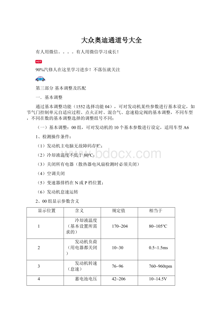 大众奥迪通道号大全Word文档格式.docx