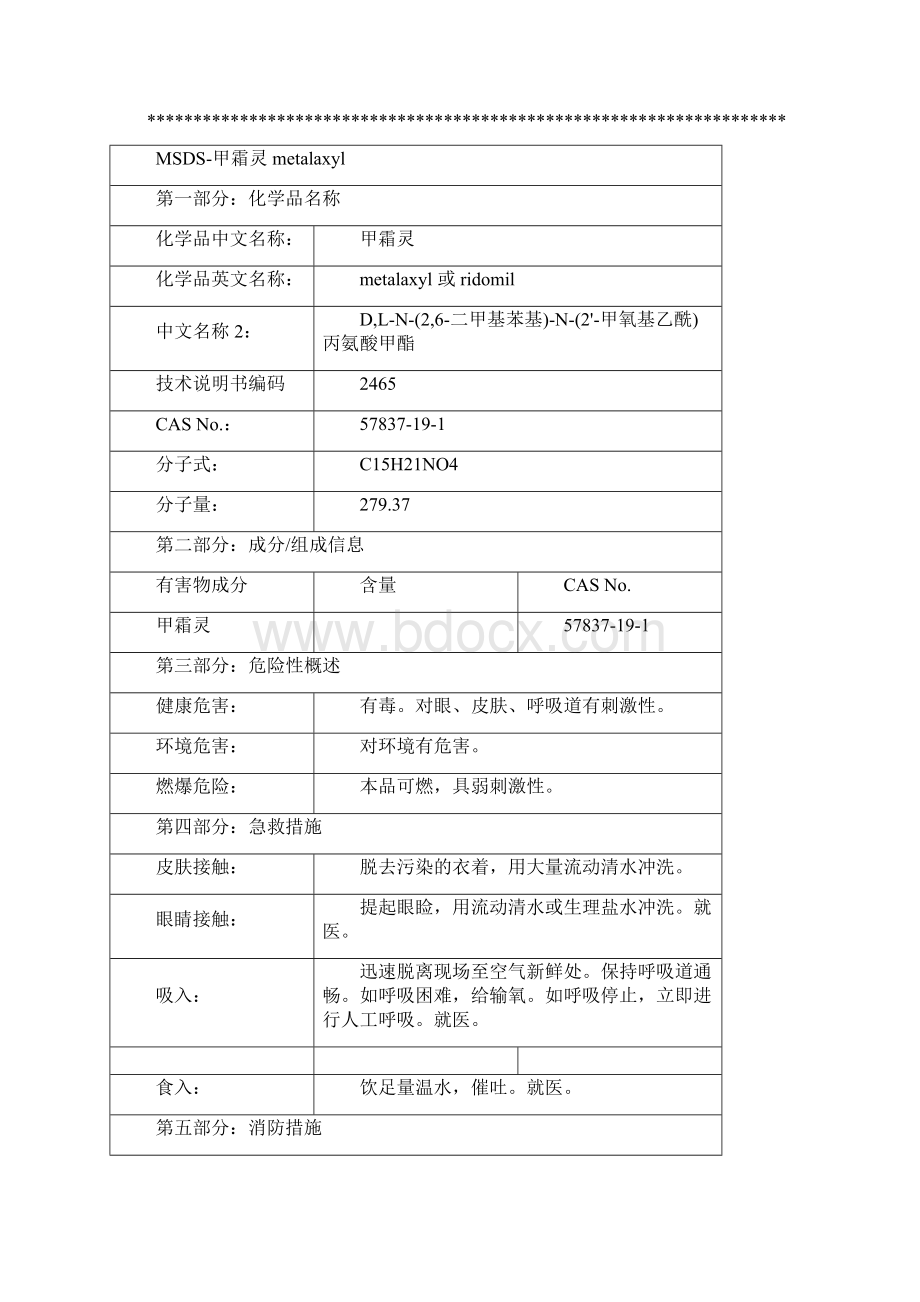 农药化学品安全说明书MSDS文档格式.docx_第3页