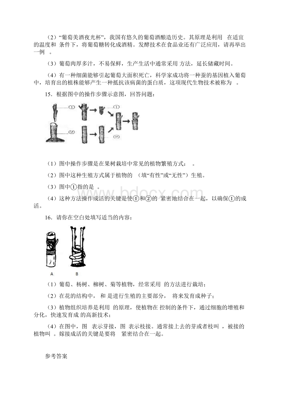 最新人教版八年级生物下册全册课时作业.docx_第3页