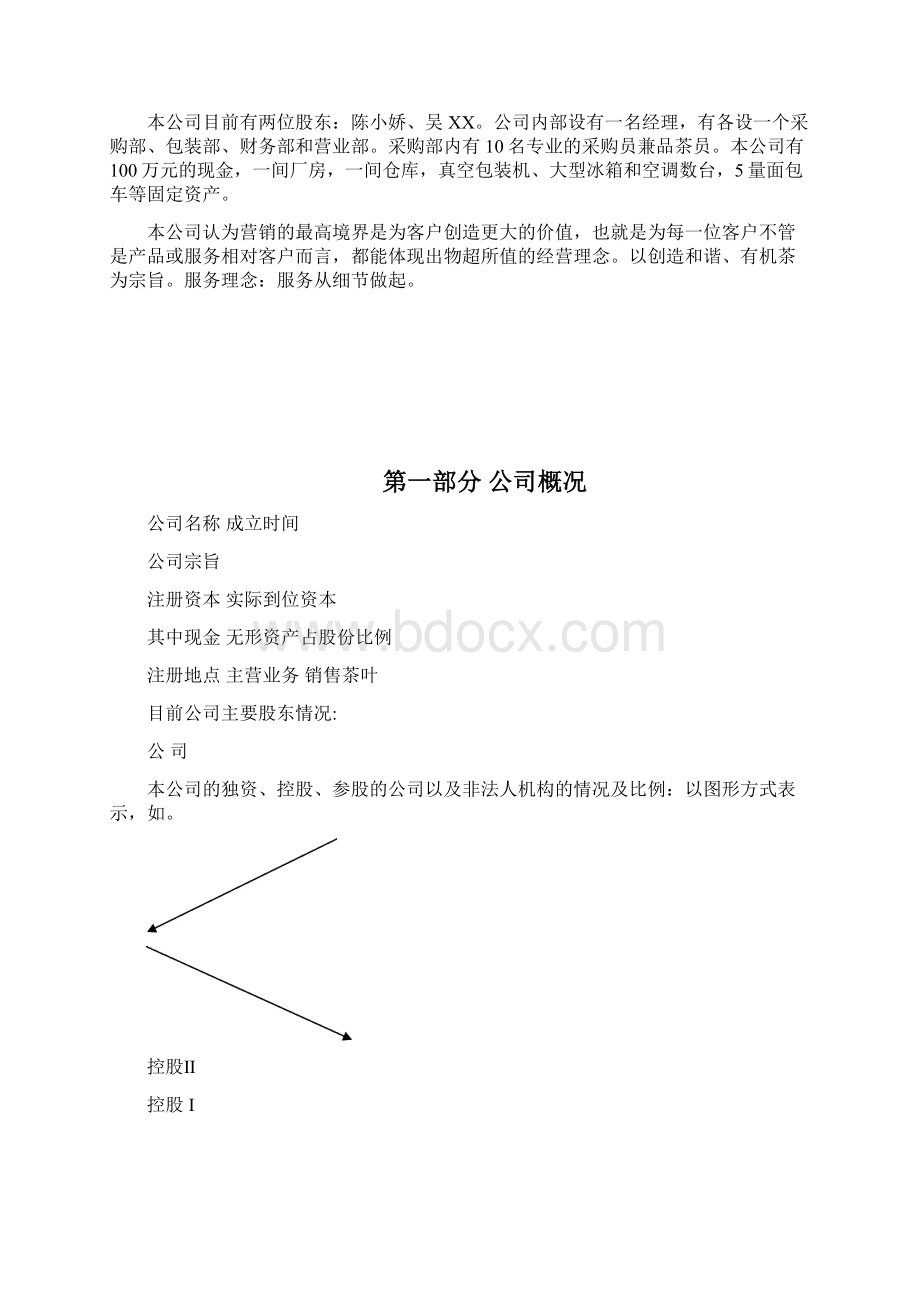 XX品牌有机茶叶商业计划书Word文件下载.docx_第2页