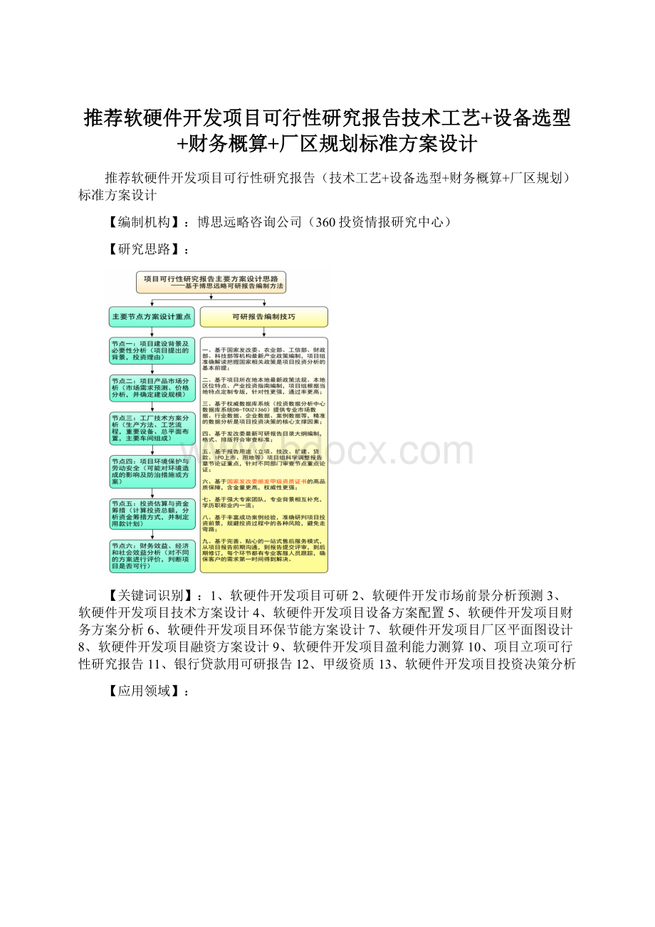 推荐软硬件开发项目可行性研究报告技术工艺+设备选型+财务概算+厂区规划标准方案设计Word下载.docx