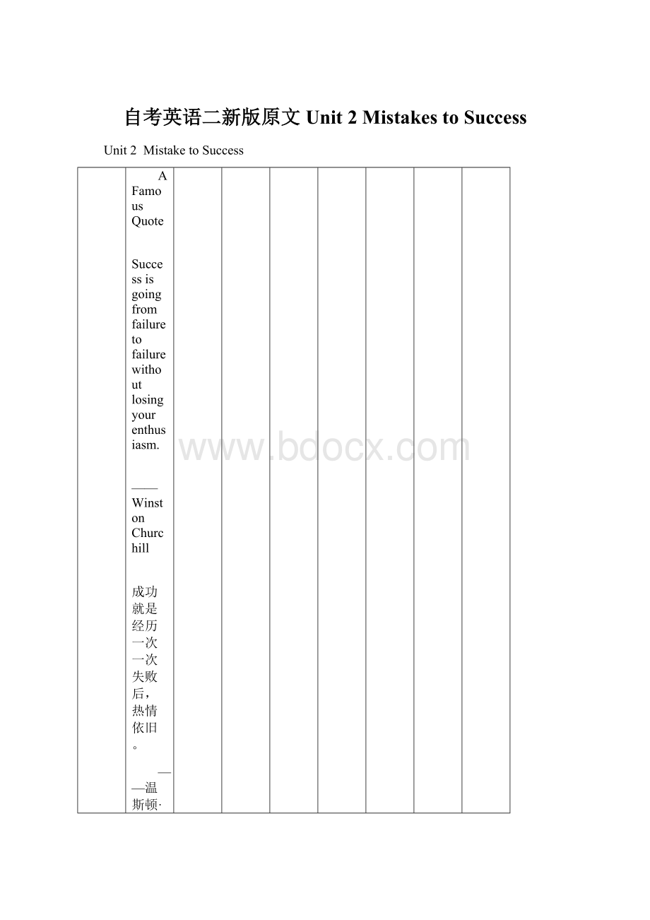 自考英语二新版原文 Unit 2 Mistakes to SuccessWord文件下载.docx_第1页