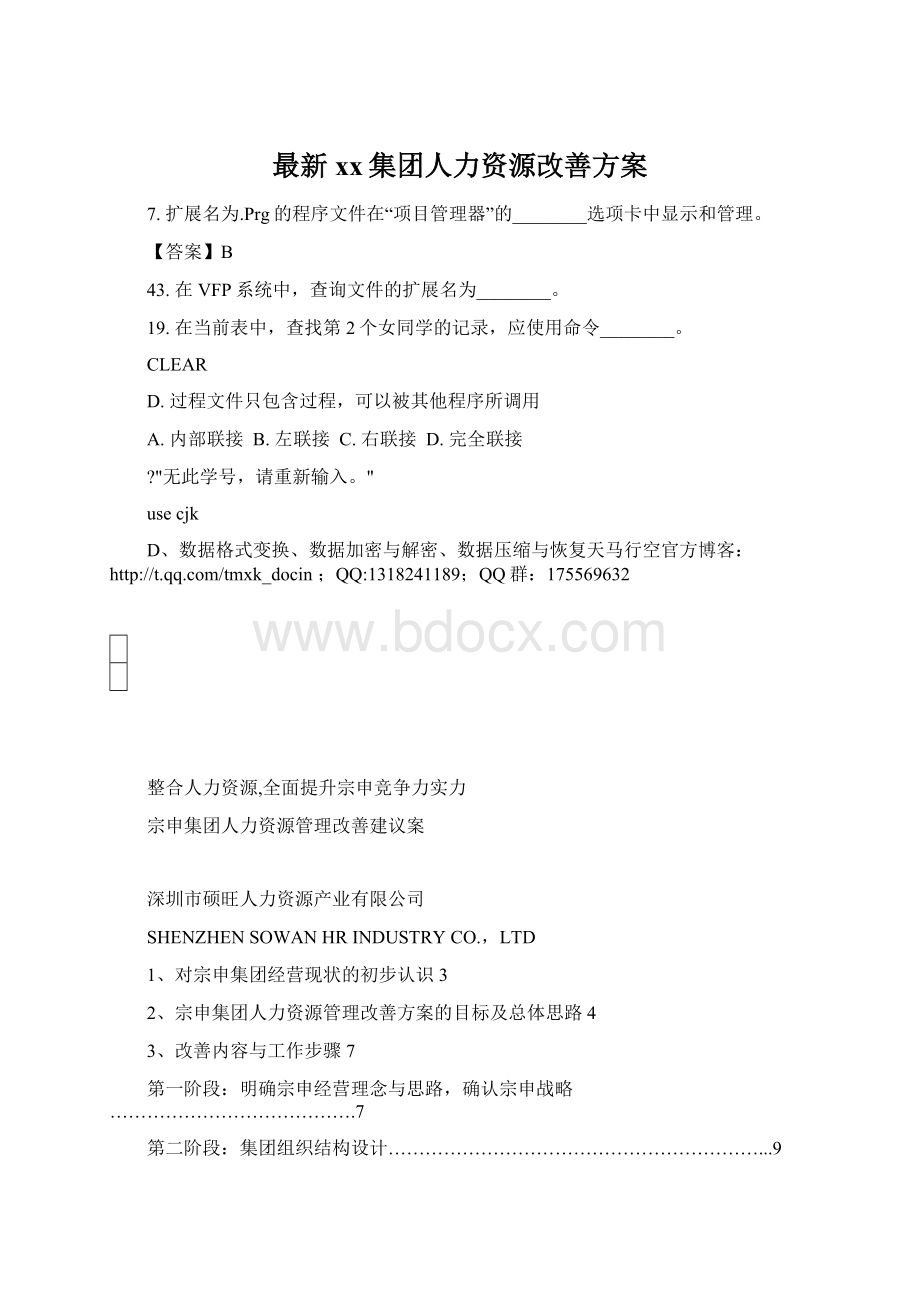 最新xx集团人力资源改善方案.docx